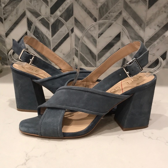 So-Joree blue suede block heel - Picture 1 of 7